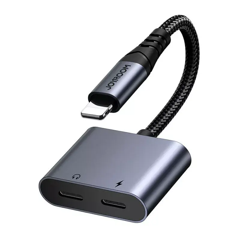 2-in-1 audio adapter Joyroom SY-L01 Lightning to 3.5mm + Lightning, black