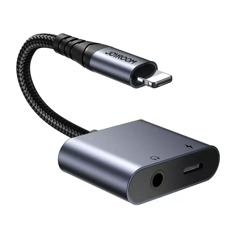 2-in-1 audio adapter Joyroom SY-L01 Lightning to 3.5mm + Lightning, black