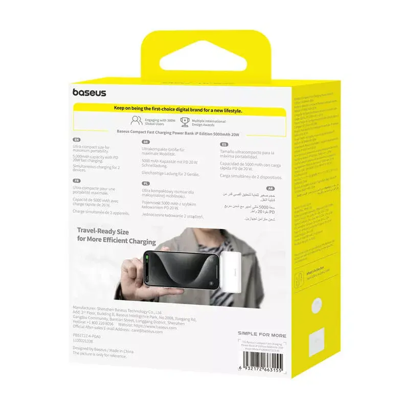 Powerbank OS-Baseus Compact IP 5000mAh 20W (white)