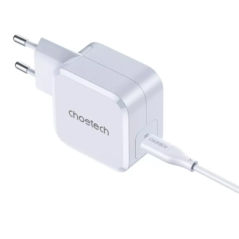 USB-C Power Charger CHOETECH PD8007 45W EU White – USB‑C PD 45W