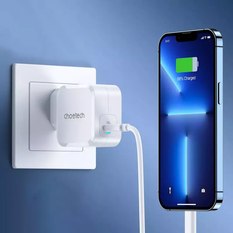 USB-C Power Charger CHOETECH PD8007 45W EU White – USB‑C PD 45W