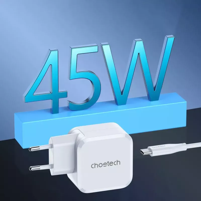 USB-C Power Charger CHOETECH PD8007 45W EU White – USB‑C PD 45W