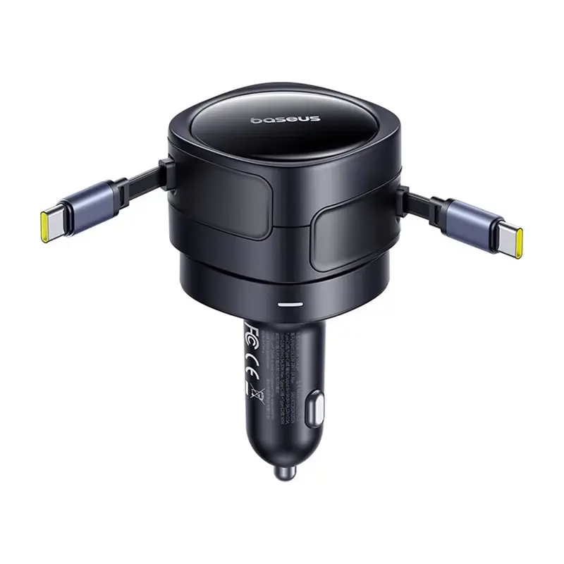 Car charger Baseus Enjoyment Max 60W with integrated USB-C cables, 60W output