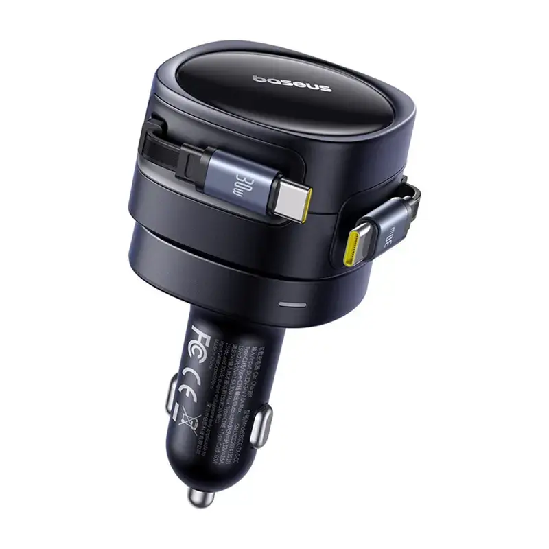 Car charger Baseus Enjoyment Max 60W with integrated USB-C cables, 60W output