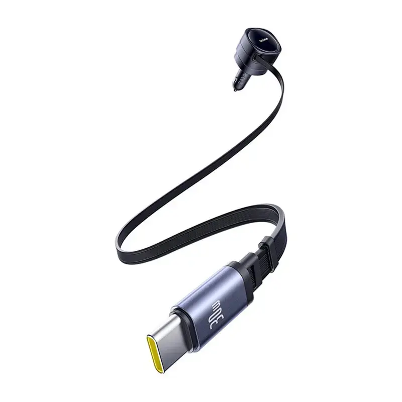 Car charger Baseus Enjoyment Max 60W with integrated USB-C cables, 60W output