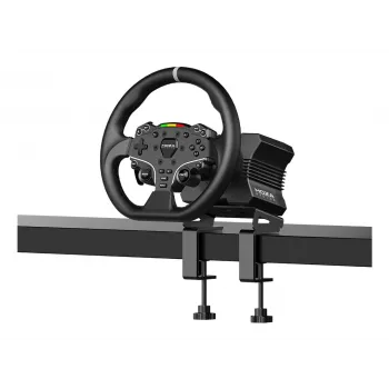 Moza Racing R5 Bundle, Steering wheel + Pedals, PC, Wired, Black, Aluminium, Leather, Steel, Aluminium, Leather