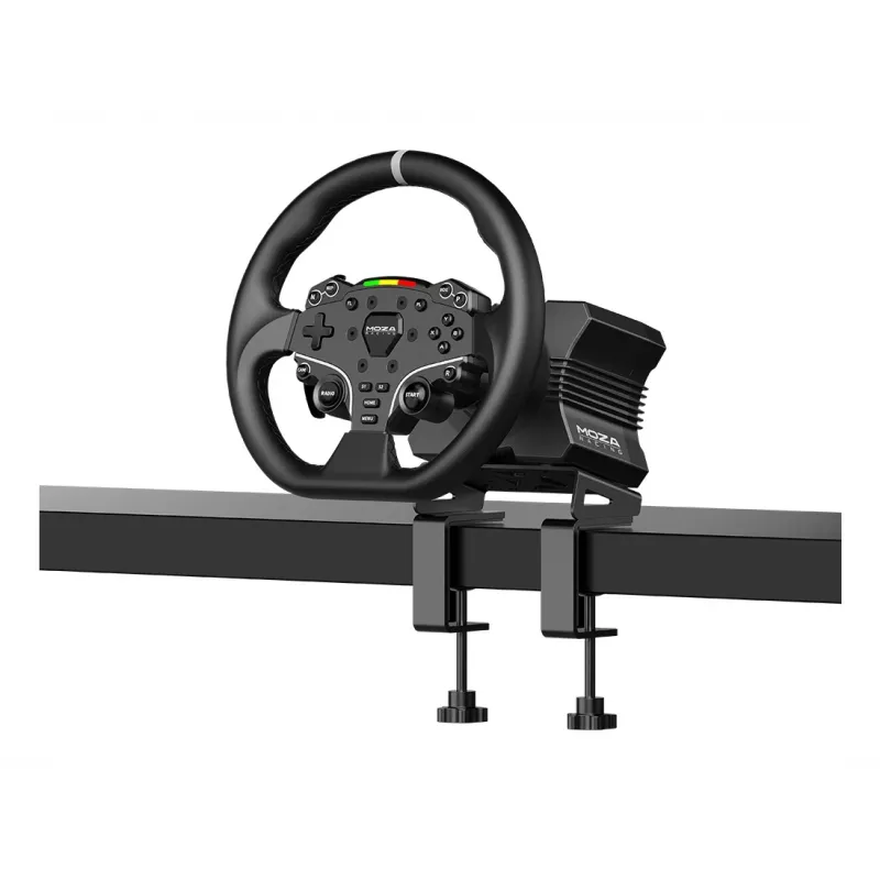 Moza Racing R5 Bundle, Steering wheel + Pedals, PC, Wired, Black, Aluminium, Leather, Steel, Aluminium, Leather