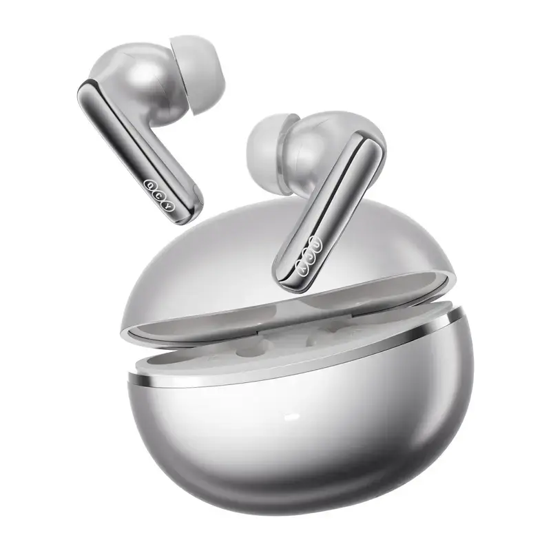 True wireless earbuds QCY MeloBuds N70 — QCY TWS in Titanium‑Gold finish