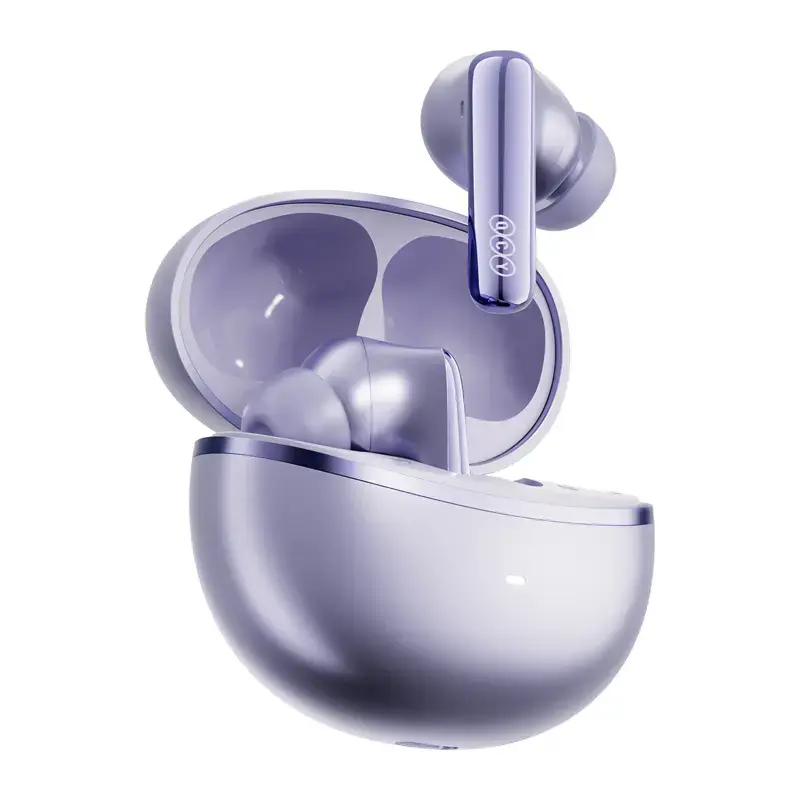 TWS headphones QCY MeloBuds N70 — true wireless earphones, purple