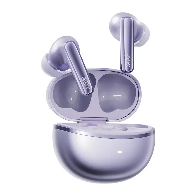 TWS headphones QCY MeloBuds N70 — true wireless earphones, purple