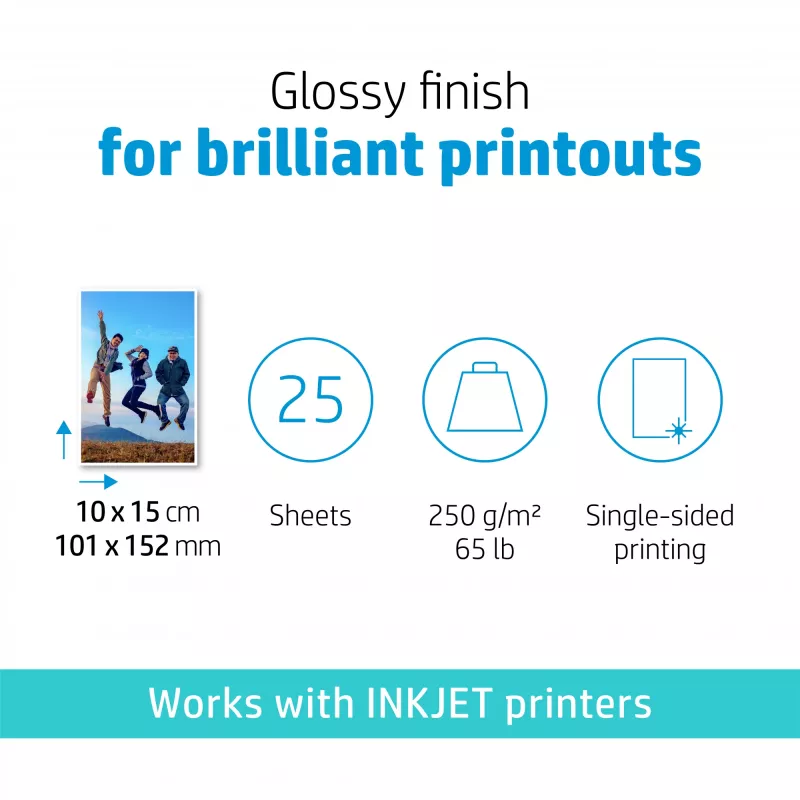 HP Advanced Photo Paper Glossy 250 g/m2 10 x 15 cm (101 x 152 mm) 25 sheets