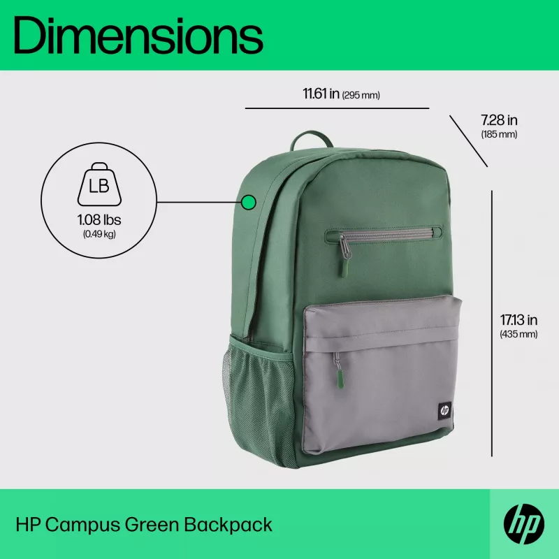 Casual backpack HP Campus Green Backpack Green Grey Polyester