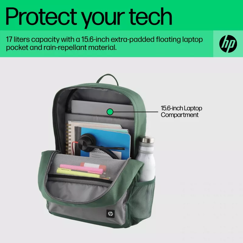 Casual backpack HP Campus Green Backpack Green Grey Polyester