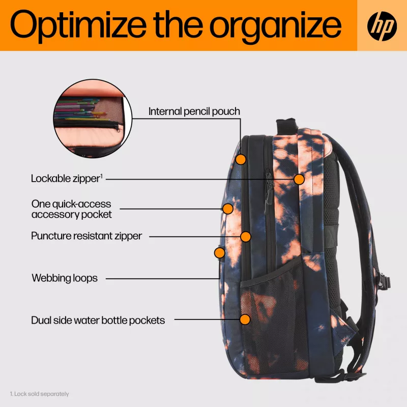 Casual backpack HP Campus XL Tie Dye Backpack Black Pattern