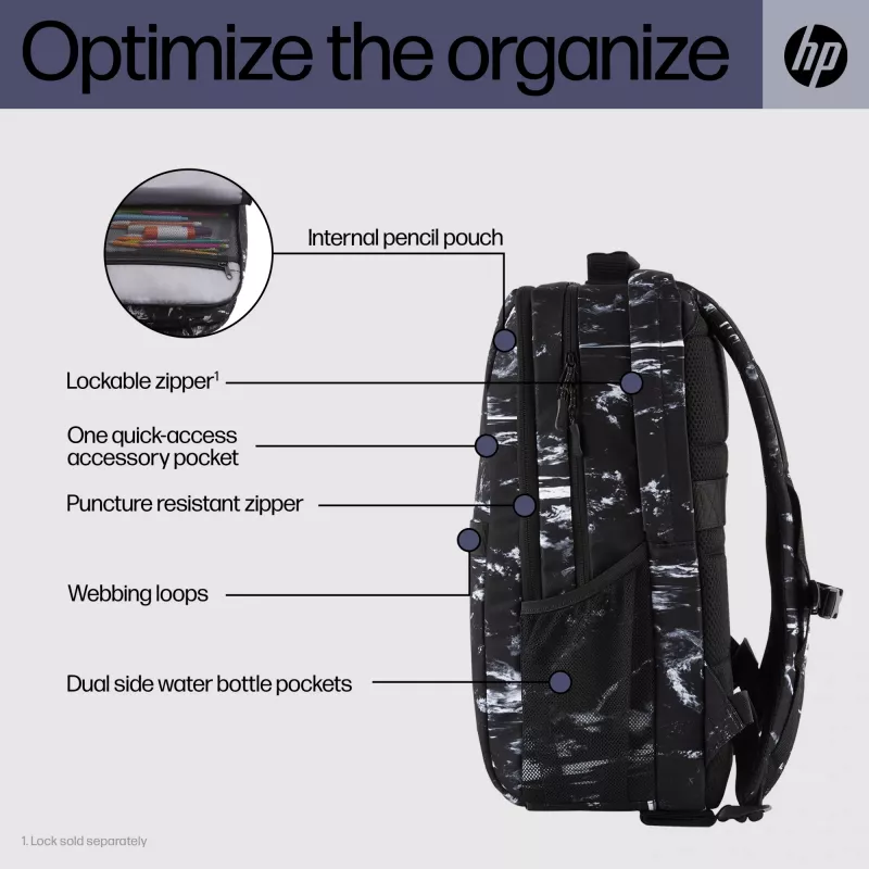 Casual backpack HP Campus XL Marble Stone Backpack Black Grey
