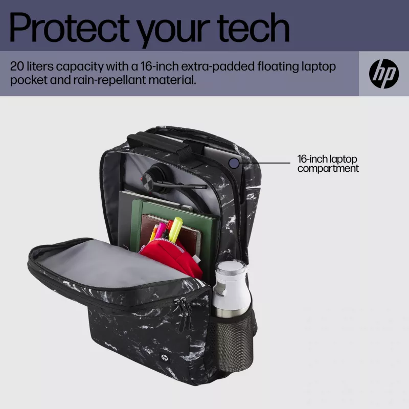 Casual backpack HP Campus XL Marble Stone Backpack Black Grey