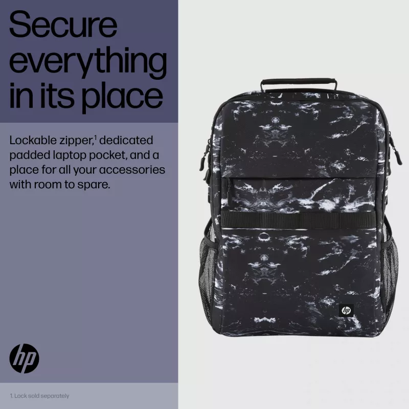 Casual backpack HP Campus XL Marble Stone Backpack Black Grey