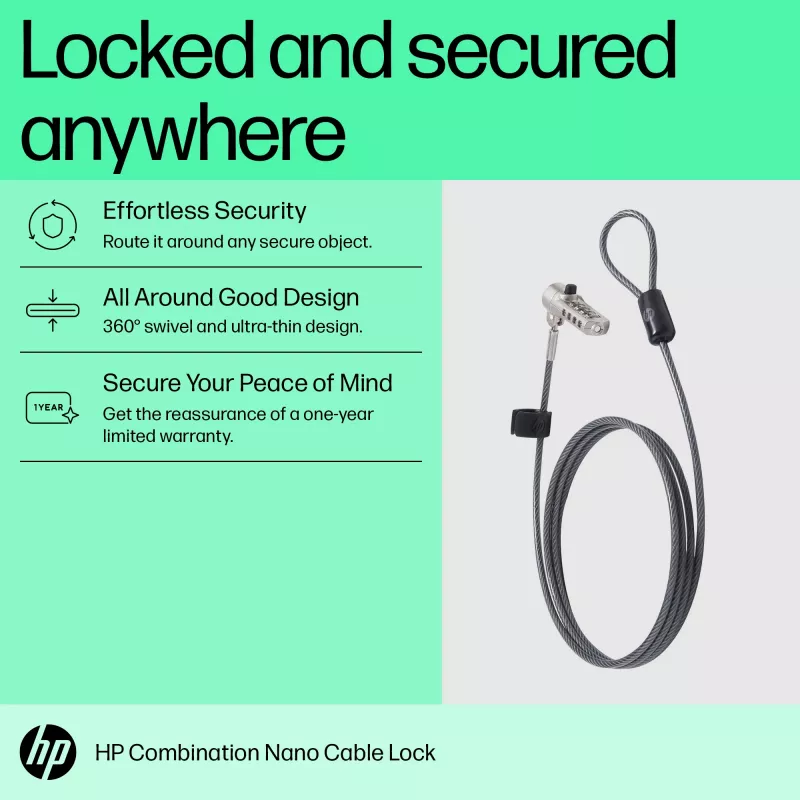 Combination Lock HP Nano 63B28AA Stainless Steel 1.83m