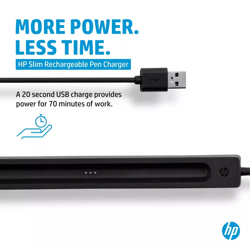 HP Slim Rechargeable Pen Charger, Indoor, USB, 0.15 m, Black