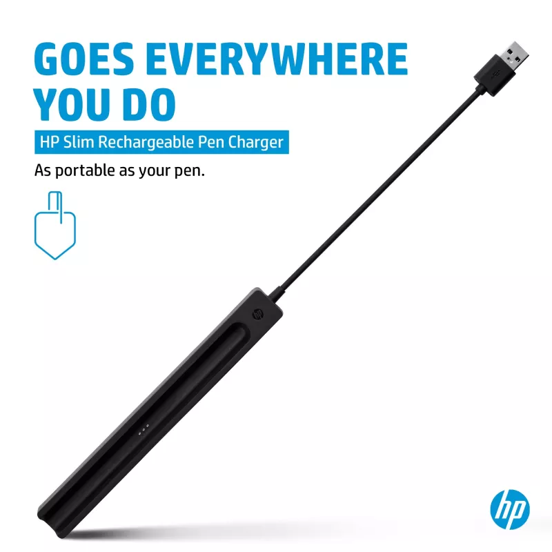 HP Slim Rechargeable Pen Charger, Indoor, USB, 0.15 m, Black