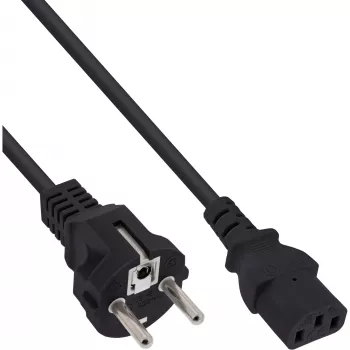 InLine power cable, CEE 7/7 straight / 3pin IEC C13 male, black, 3m