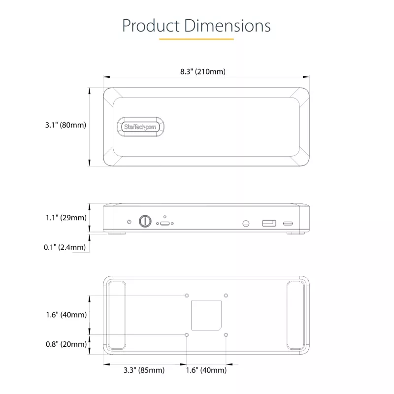StarTech.com DK31C3MNCRUE laptop dock/port replicator Wired USB 3.2 Gen 2 (3.1 Gen 2) Type-C