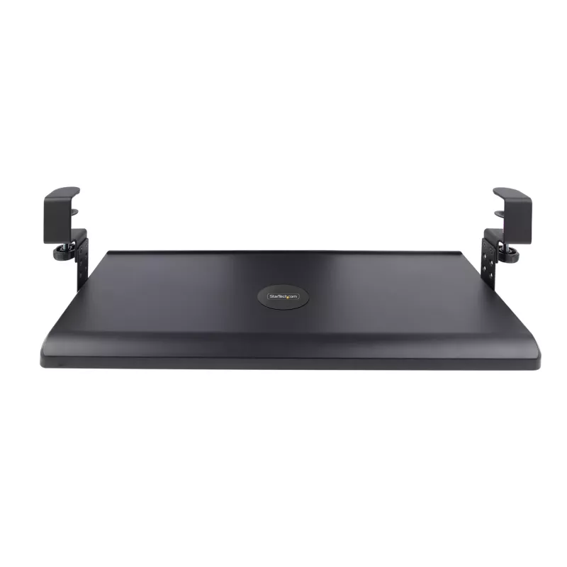 StarTech.com Under-Desk Keyboard Tray, Clamp-on Ergonomic Keyboard Holder, Sliding Keyboard and Mouse Drawer with C-Clamps, Height Adjustable, Supports up to 12kg (26.5lb), Black