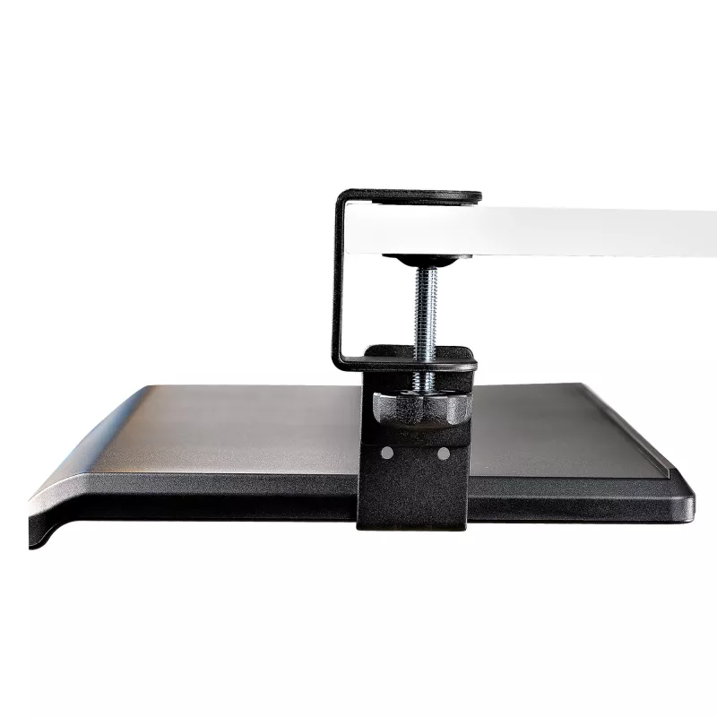 StarTech.com Under-Desk Keyboard Tray, Clamp-on Ergonomic Keyboard Holder, Sliding Keyboard and Mouse Drawer with C-Clamps, Height Adjustable, Supports up to 12kg (26.5lb), Black