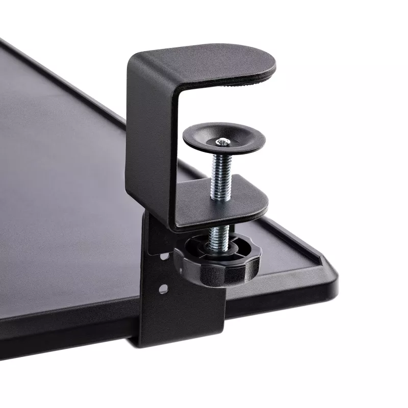 StarTech.com Under-Desk Keyboard Tray, Clamp-on Ergonomic Keyboard Holder, Sliding Keyboard and Mouse Drawer with C-Clamps, Height Adjustable, Supports up to 12kg (26.5lb), Black
