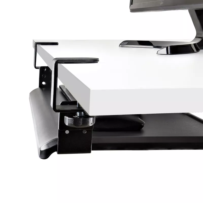 StarTech.com Under-Desk Keyboard Tray, Clamp-on Ergonomic Keyboard Holder, Sliding Keyboard and Mouse Drawer with C-Clamps, Height Adjustable, Supports up to 12kg (26.5lb), Black