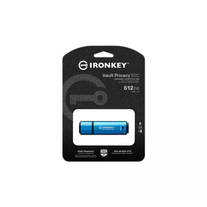 Kingston Technology IronKey 512GB USB-C Vault Privacy 50C AES-256 Encrypted, FIPS 197