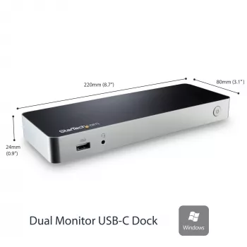 StarTech.com Dual Monitor USB C Docking Station with 60W Power Delivery for Windows Laptops - USB C to HDMI / DVI Dock - USB 3.1 Gen 1 Type C Dock w/ Charging - Thunderbolt 3 Compatible