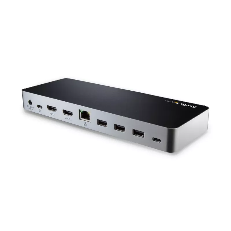 StarTech.com Dual Monitor USB C Docking Station with 60W Power Delivery for Windows Laptops - USB C to HDMI / DVI Dock - USB 3.1 Gen 1 Type C Dock w/ Charging - Thunderbolt 3 Compatible