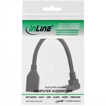 InLine DisplayPort 1.4 adapter cable M/F, 8K4K, upward angled, black/gold