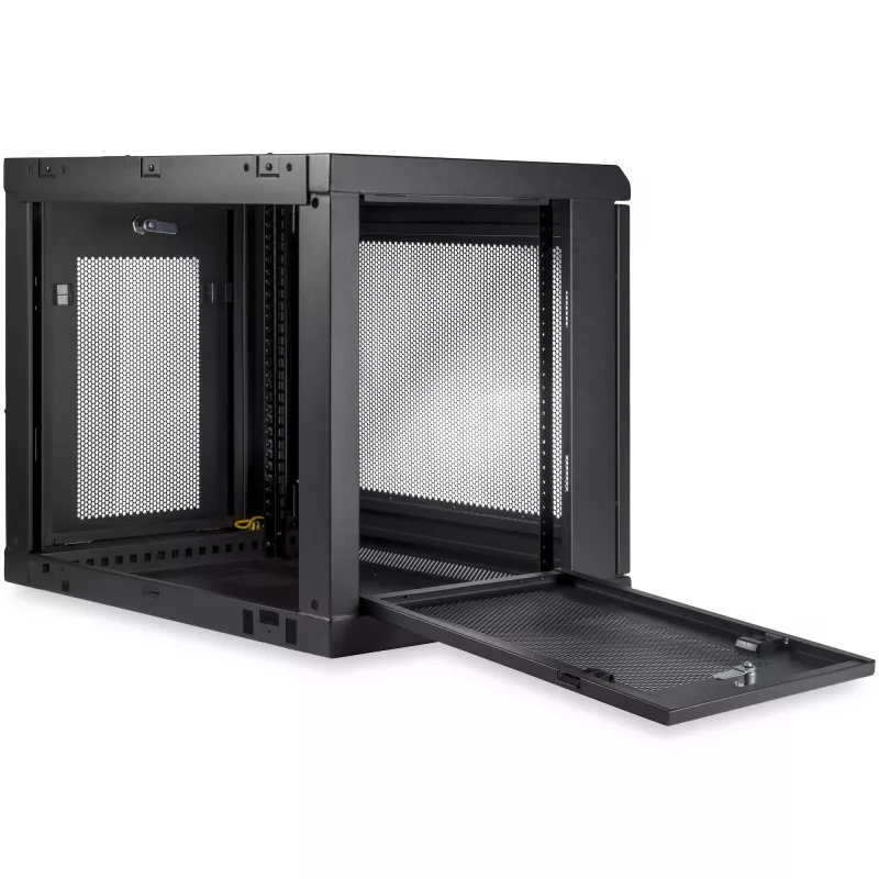 StarTech.com 2-Post 9U Wall Mount Network Cabinet with 1U Shelf, 19 inch Wall-Mounted Server Rack for Data / Networking / AV / Electronics / Computer Equipment, Small Vented Rack Enclosure