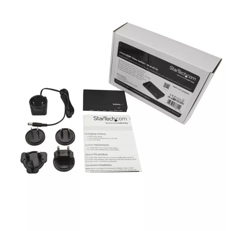 StarTech.com 2-Port HDMI Splitter with HDR - 4K 60Hz