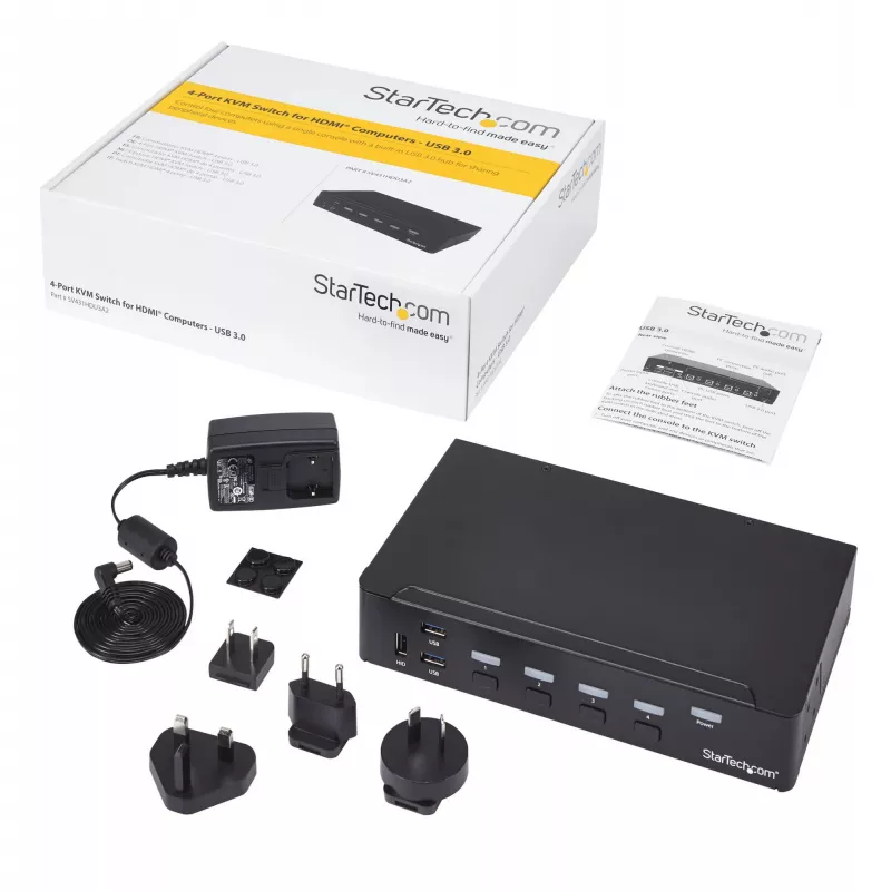 StarTech.com 4-Port HDMI KVM Switch - USB 3.0 - 1080p, 1920 x 1080 pixels, Rack mounting, Black