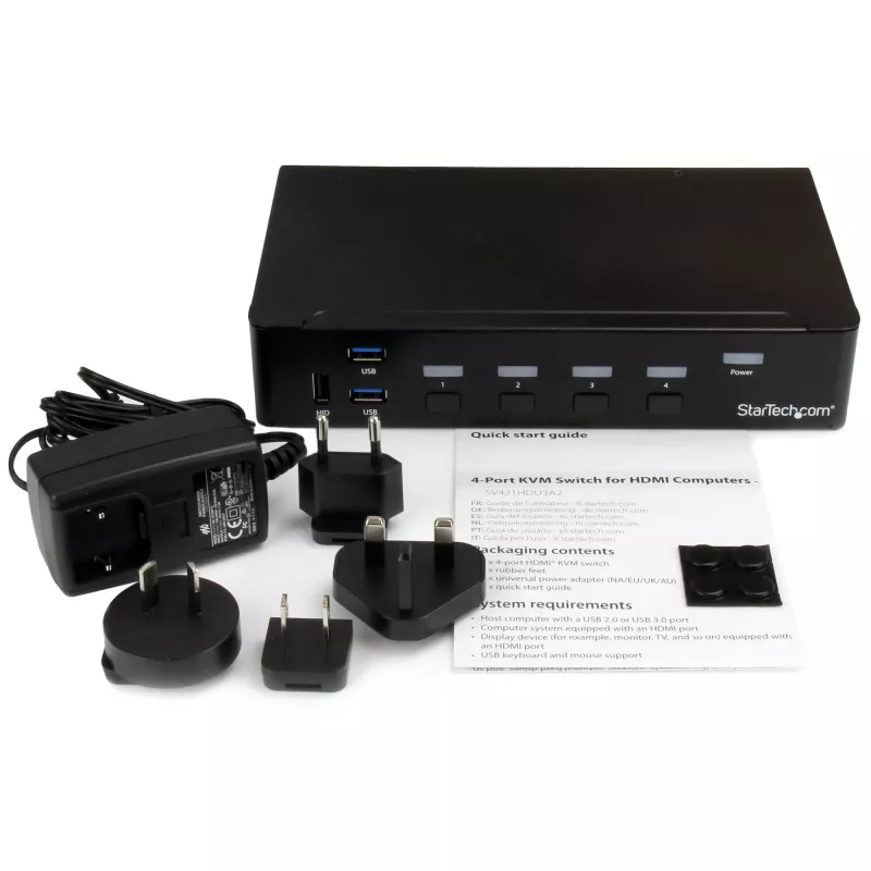 StarTech.com 4-Port HDMI KVM Switch - USB 3.0 - 1080p, 1920 x 1080 pixels, Rack mounting, Black
