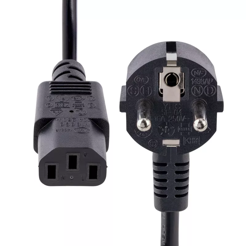 StarTech.com 3m (10ft) Computer Power Cord, 18AWG, EU Schuko to C13 Power Cord, 250V 10A, Black Replacement AC Cord, TV/Monitor Power Cable, Schuko CEE 7/7 to IEC 60320 C13 Power Cord - PC Power Supply Cable