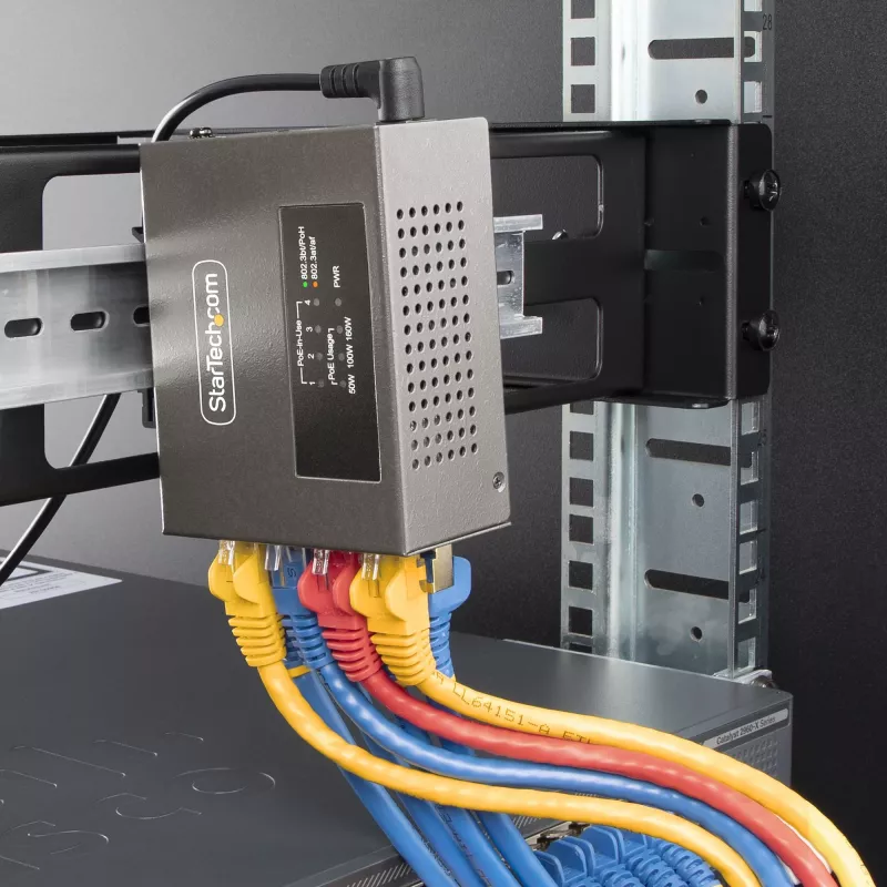StarTech.com 4-Port Multi-Gigabit PoE++ Injector, 5/2.5/1G Ethernet (NBASE-T), PoE/PoE+/PoE++ (802.3af/802.3at/802.3bt), 160Watts Power Budget, Wall/DIN Rail Mountable, Unmanaged