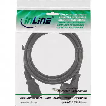 InLine power cable, CEE 7/7 angled / 3pin IEC C13 male, 0.3m