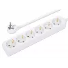 Manhattan Power Distribution Unit EU (2-pin), x6 gang/output, 2m cable, 16A, White, Extension Lead, PDU, Power Strip, Three Year Warranty