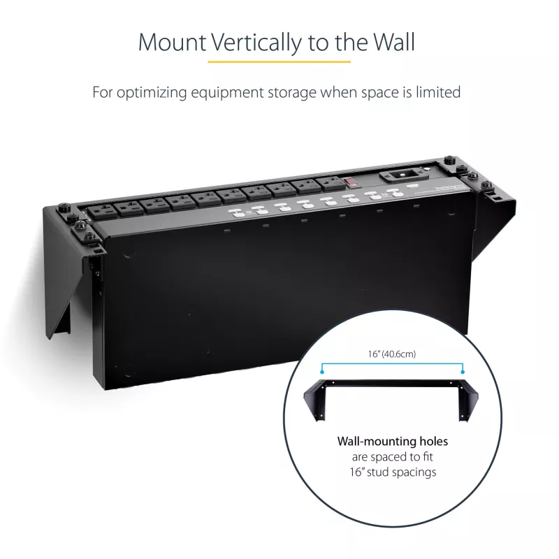 StarTech.com 3U 19 inch Wall Mount Vertical Rack Bracket, Black, 150lb Capacity