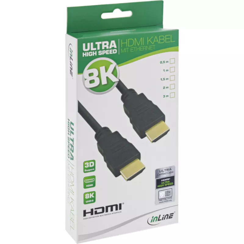 InLine Certified HDMI Cable, Ultra High Speed HDMI, 8K4K, 1.5m