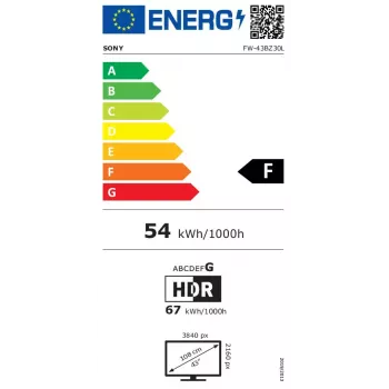 Sony FW-43BZ30L Signage Display Digital signage flat panel 109.2 cm (43 inch) LCD Wi-Fi 440 cd/m² 4K Ultra HD Black Android 24/7