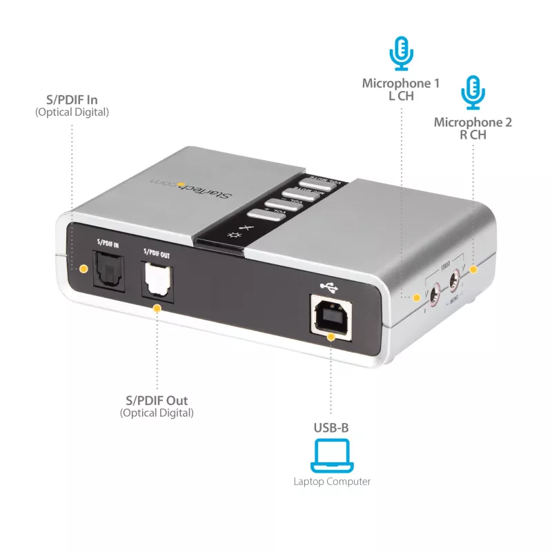 StarTech.com 7.1 USB Audio Adapter External Sound Card with SPDIF Digital Audio
