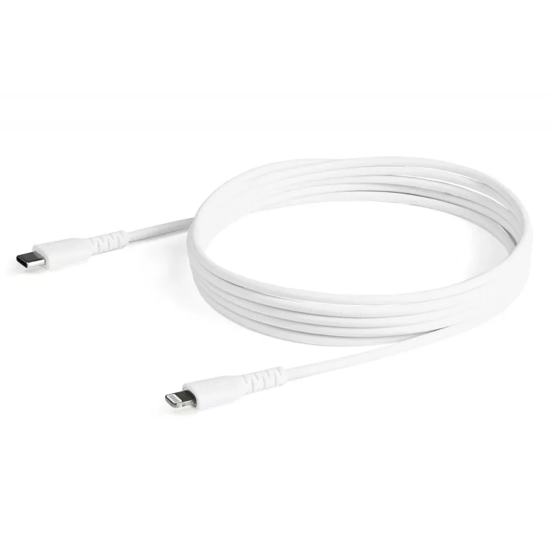 StarTech.com 6 foot (2m) Durable White USB-C to Lightning Cable - Heavy Duty Rugged Aramid Fiber USB Type C to Lightning Charger/Sync Power Cord - Apple MFi Certified iPad/iPhone 12