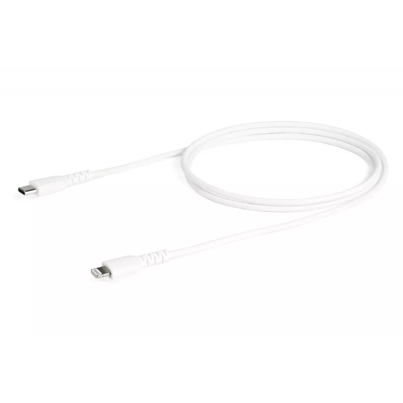 StarTech.com 3 foot (1m) Durable White USB-C to Lightning Cable - Heavy Duty Rugged Aramid Fiber USB Type C to Lightning Charger/Sync Power Cord - Apple MFi Certified iPad/iPhone 12