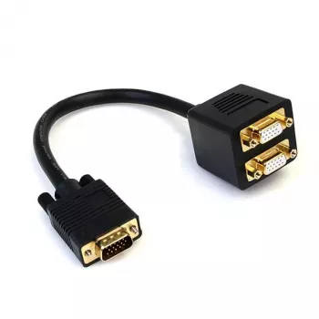 StarTech.com 1 ft VGA to 2x VGA Video Splitter Cable – M/F, 0.3 m, VGA (D-Sub), 2 x VGA (D-Sub), Male, Female, Black
