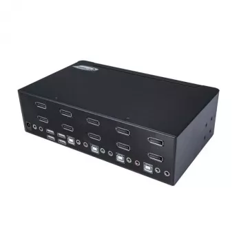 StarTech.com 4-Port Dual DisplayPort KVM Switch - 4K 60Hz, 3840 x 2160 pixels, 4K Ultra HD, Rack mounting, 18 W, 2U, Black